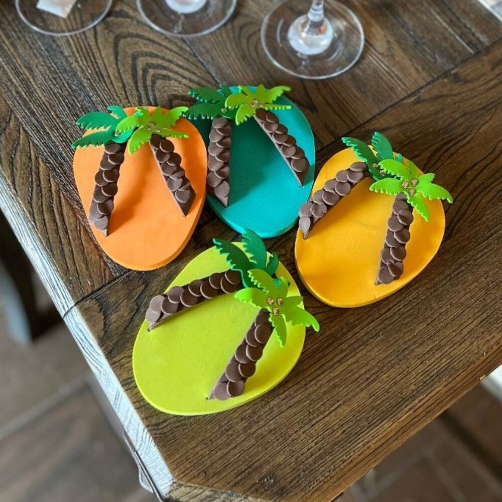 Tropical Flip Flop Wine Glass Coasters (Set of 4)